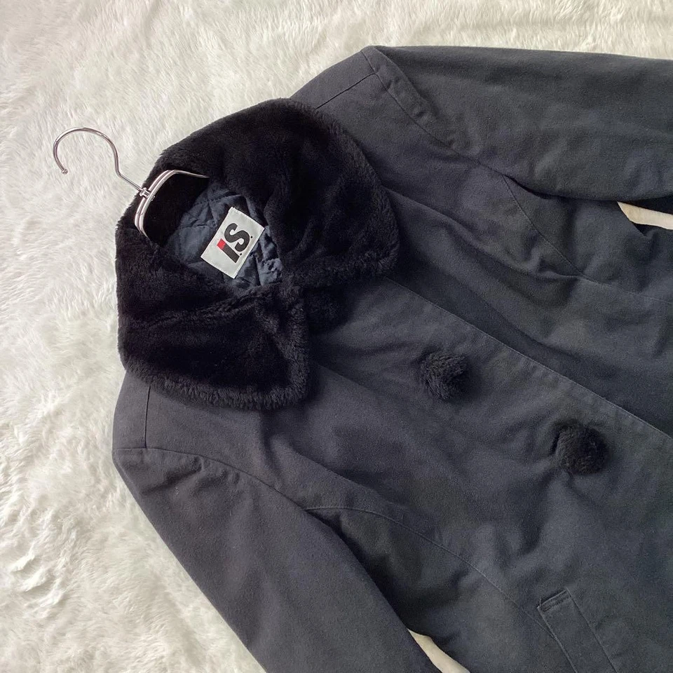 ABRIGO USADO ISSEY MIYAKE LÍNEA A ALGODÓN NEGRO CON BOA ACOLCHADA, ESTILO VINTAGE ACC Foto 3 de 4