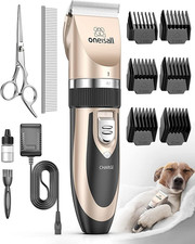 Oneisall Dog Clipper Low Noise, Dog Grooming Kit with Rechargeable, Pet Shaver C