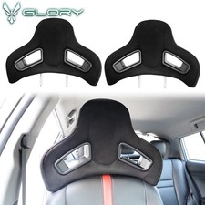 Pair Seat Headrest Neck Cushion Bk Suede Rod Dia 10mm Space 150mm Fit Mazda 36 Pair Seat Headrest Neck Cushion Bk Suede Rod Dia 10mm Space 150mm Fit Mazda 36