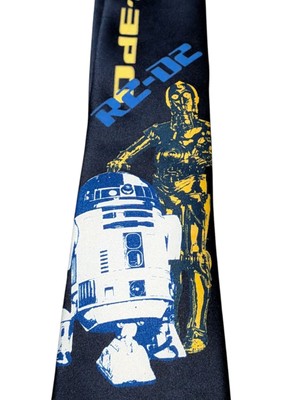 Star Wars Men's Neck Tie Droids Licensed Sci Fi R2-D2 C-3PO Blue Necktie
