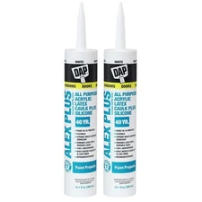 Dap 18152 10.1oz Alex Plus Acrylic Latex Caulk with Silicone, White, 2 Pack