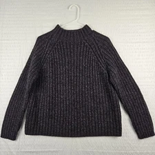 Express Tricot Vintage Purple Ribbed Wool Blend Chunky Knit Funnelneck Sweater L