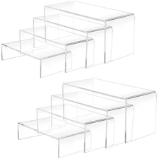 8 Pcs Acrylic Display Risers(8.5",8",7.5",7") ,Clear Product Stand,Cupcakes H...