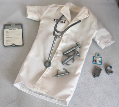 Dr Ken White Lab Coat Stethoscope Medical Doctor instruments fits 12'' male dolls