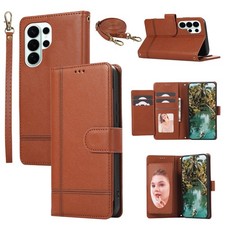 For Samsung Galaxy S26 S25 S24 S23 S22 S21 Mirror Leather Flip Stand Phone Cover