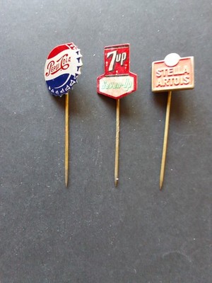 SET MIT 3 PINS 60ER JAHRE PEPSI COLA 7UP STELLA ARTOIS