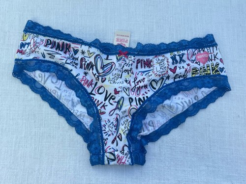 VINTAGE VICTORIA'S SECRET PINK PANTY PANTIES Love Graffiti Dog Pup L NEW