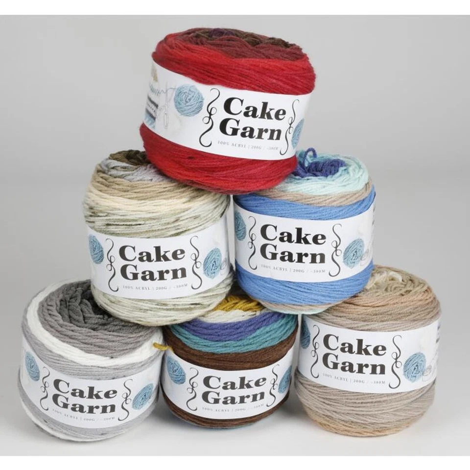 8x380m Fil Acrylique Cake-Garn Laine Tricot Crochet Diverses Couleurs 100%