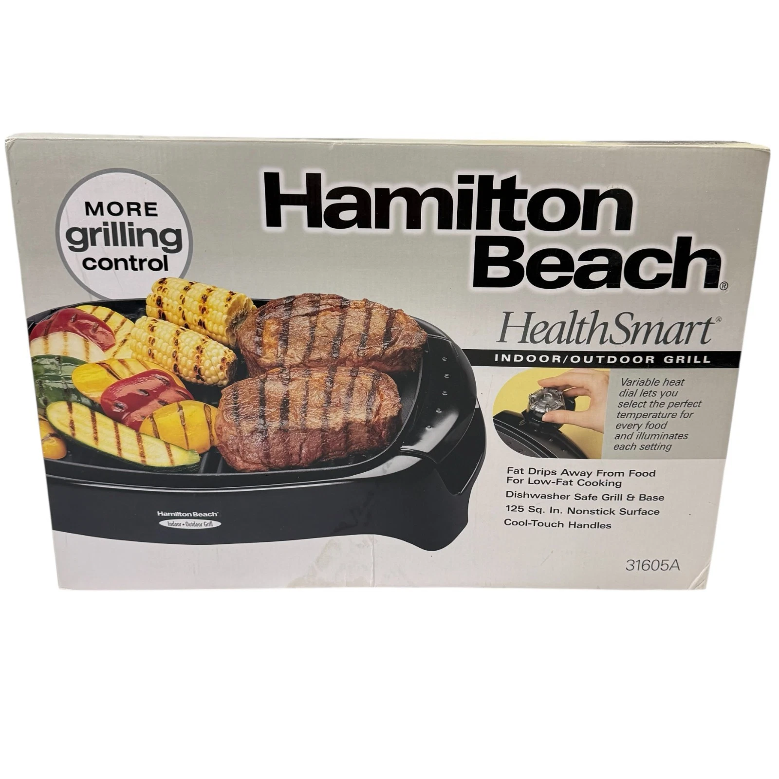 Hamilton Beach HealthSmart Black Indoor Outdoor Grill 31605A Open Box Never Used