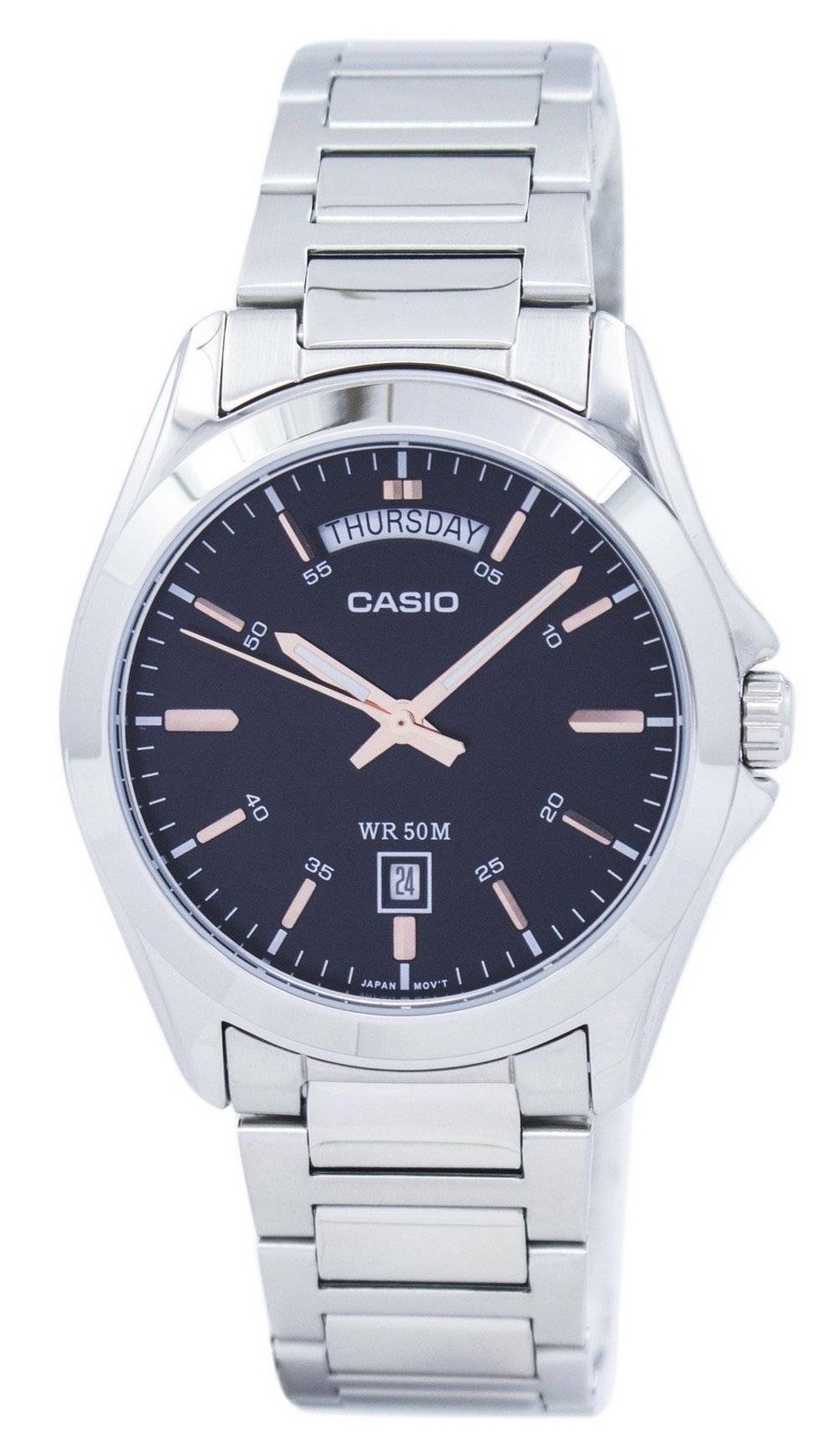 Casio Analog Quartz Luminous Hands Stainless Steel MTP-1370D-1A2V 50M Mens Watch