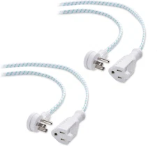 Cable Matters 2-Pack Braided Low Profile Flat Power Cord 3 Ft, 3 Prong (Flat Plu