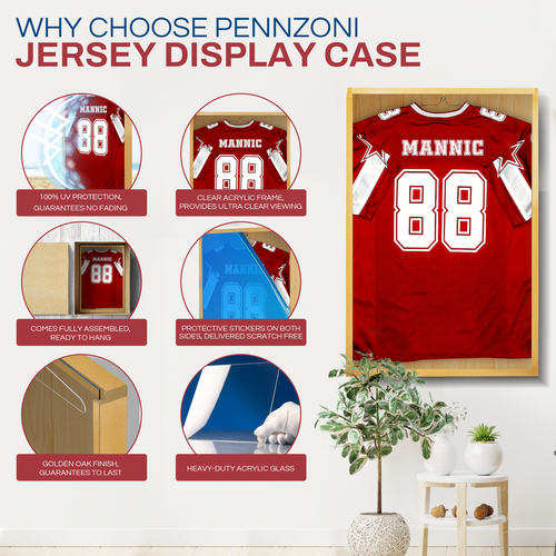 Caja de sombra acrílica con marco de jersey para fútbol, béisbol y hockey - Imagen 6 de 21
