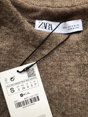 New Zara Womens Long Sleeve Midi A line Sweater Dress Taupe Brown Small |  eBay