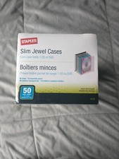 Staples Brand Slim Jewel Cases - 50 Count [40 Clear / 10 Color] BRAND NEW SEALED