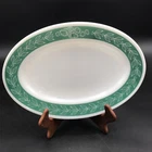 VTG Turquoise Blue Laurel Leaf Pyrex Tableware By Corning Oval Serving Plate MCM