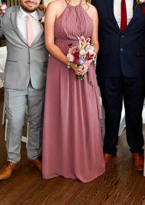 modest white bridesmaid dresses Peony Dreams Maxi Dress with Neck Scarf M / Pink