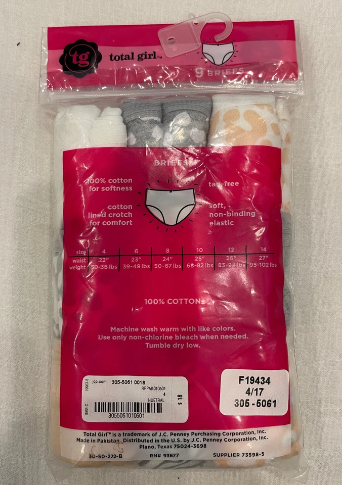 Paquete de 9 calzoncillos TG Total para niñas talla: 4 beige/blanco/gris Foto 2 de 3