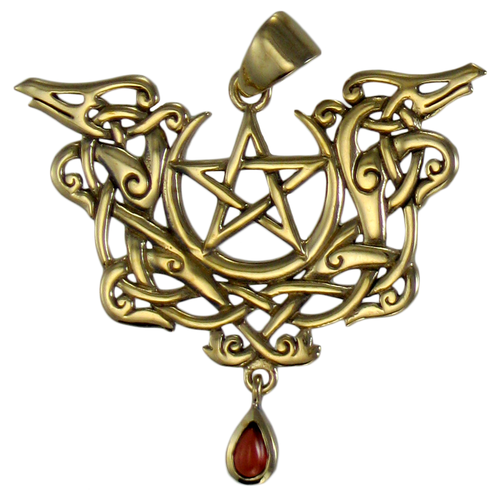 Bronze Celtic Knot Pentacle Pendant - Wiccan Pagan Jewelry, 28mm