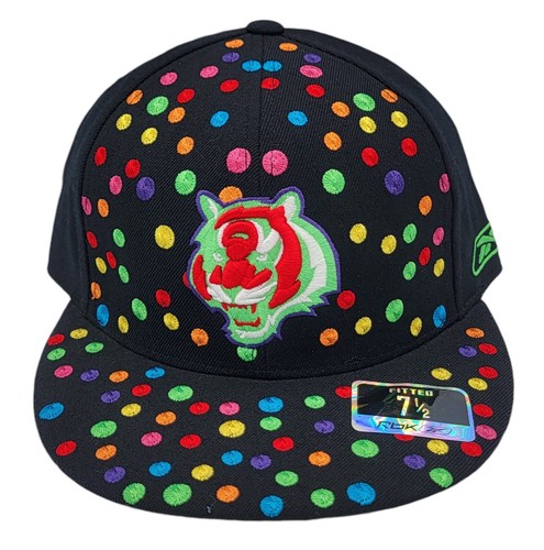 Cincinnati Bengals Reebok Polka Dots Fitted Size 7 1/2 Wool Hat Cap NEW - Picture 2 of 6