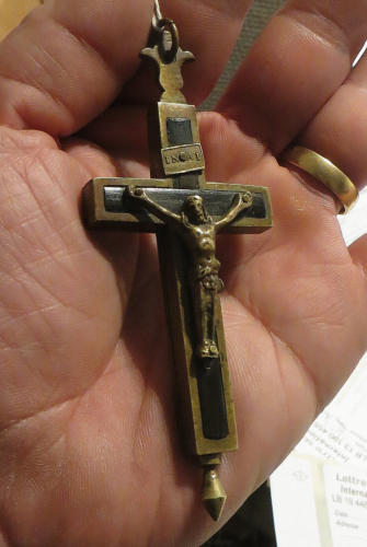 LARGE SIZED early 19th ct MONKS RELIQUARY CROSS, PECTORAL CRUCIFIX 10,2cm 39G - Picture 1 of 4
