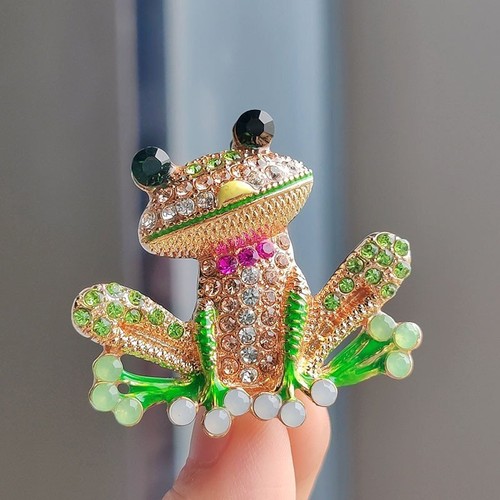 Fashion Lovely Crystal Rhinestone Frog Brooch Pin Women Sweater Badge Jewelry - Picture 17 of 24