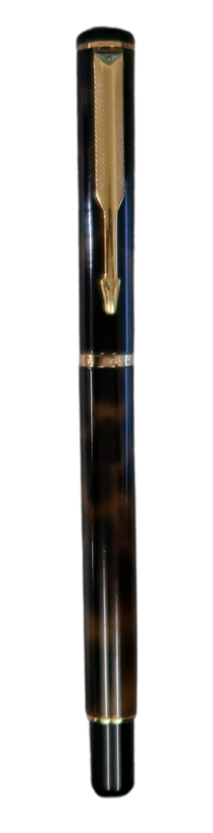Stylo Bille PARKER RIALTO Laqué Marbre Marron - Plaqué Or - État Neuf Avec étiquettes