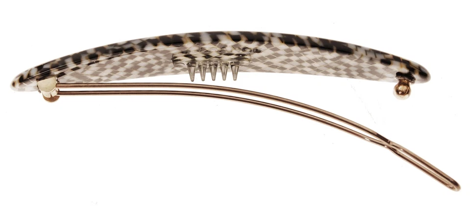 Pinza de pelo oblonga Tige Boule Barrette Opera plateada de sujeción fuerte para mujer Foto 3 de 3