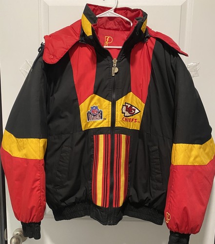 VINTAGE KANSAS CITY CHIEFS PRO PLAYER PUFF REVERSIBLE COAT W/HOODIE SIZE XL - 第 1/16 張圖片
