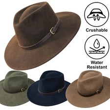 PREMIUM FEDORA Felt Hat Australian Cowboy Wide Brim Brimmed Felt Hat Crushable