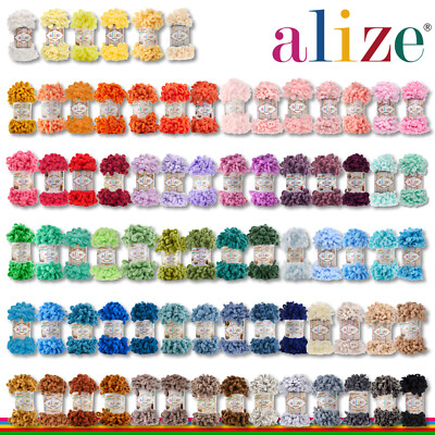 Alize 5 x 100 g Puffy Chenille Garn Wolle Fingerstricken Besonderheit 65 Farben