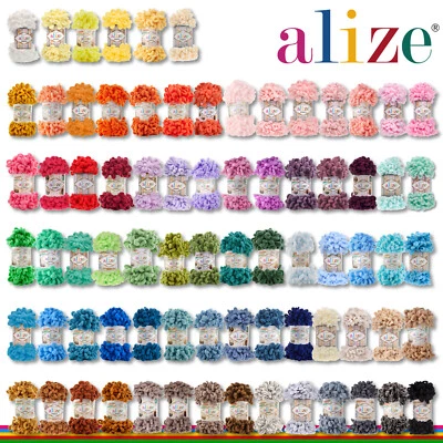Alize 5 x 100 g Puffy Chenille Garn Wolle Fingerstricken Besonderheit 76 Farben