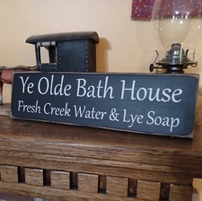 Ye Olde Bath House Bathroom rustic Primitive country farmhouse vintage 12" Bk