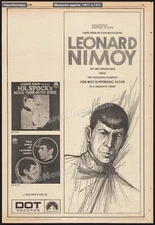 LEONARD NIMOY - Original 1968 Trade AD / poster_ Dot _ Music From Outer Space
