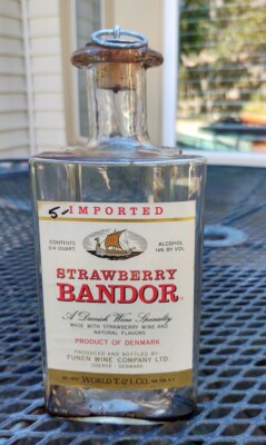 Vintage Danish Strawberry Bandor Liqueur Decanter 