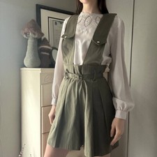 1960-80s Vintage Women s Playsuit Romper One Piece Jumpsuit Olive/Khaki Small