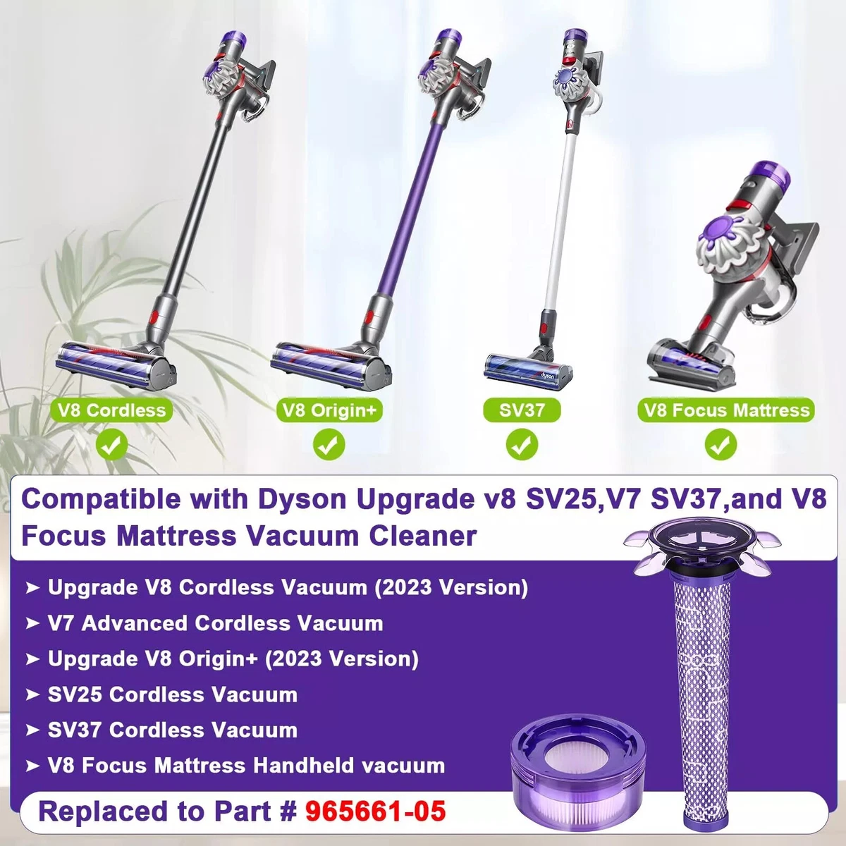 Upgraded V8 Filter for Dyson V8 V7 New Version / SV25 / SV37 / v8 animal extra