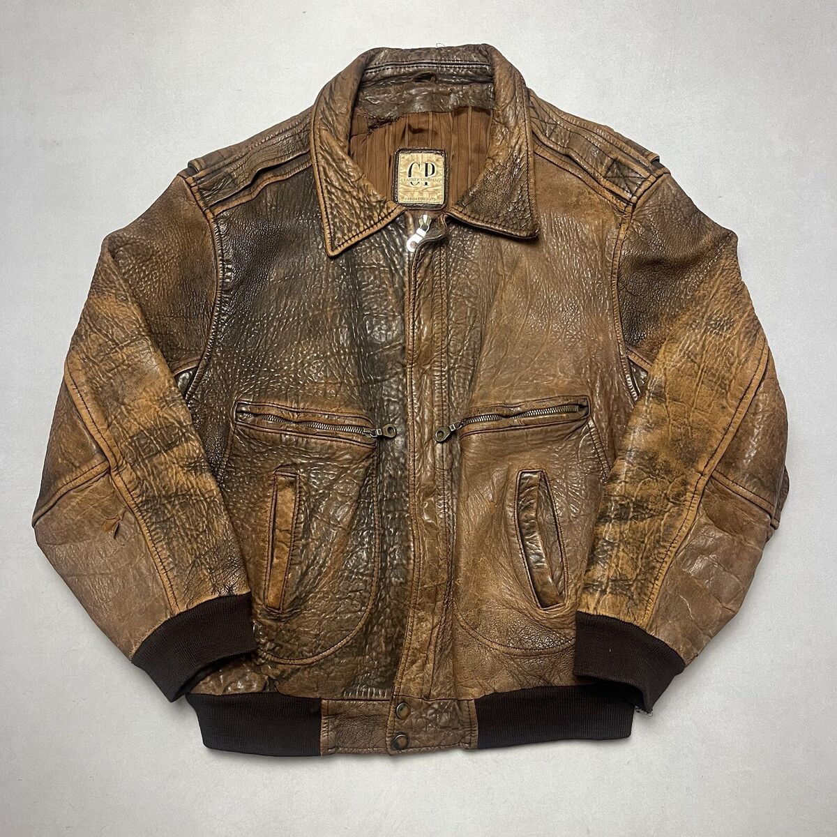 Vintage CP Company Leather Flight Bomber Jacket A2 Mens 44 Vintage CP Company Leather Flight Bomber Jacket A2 Mens 44