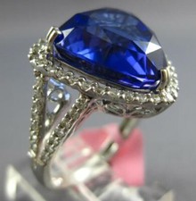 LARGE 11.33CT DIAMOND & AAA TANZANITE 18KT WHITE GOLD TRILLION ENGAGEMENT RING
