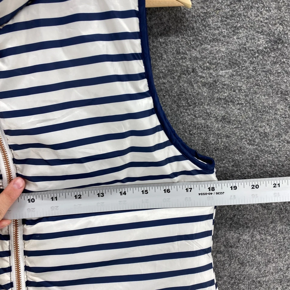 Chaleco Kensie Mujer S Pequeño Blanco Rayas Cremallera Completa Cuello Alto Sin Mangas Bolsillos Foto 3 de 4