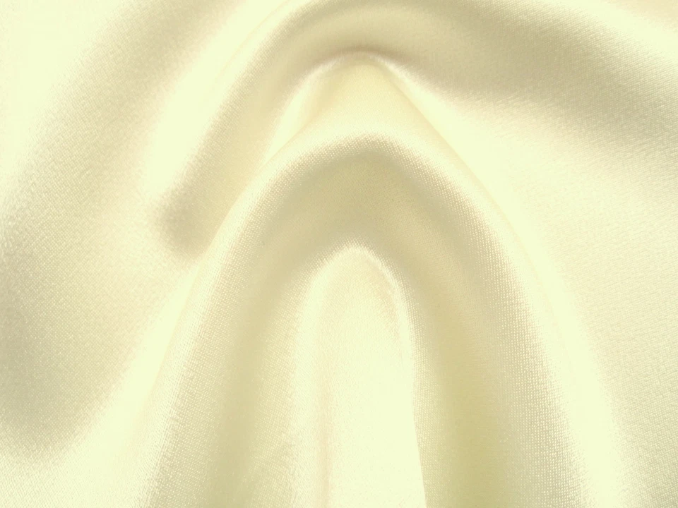 4 .0 Yds-IVORY/PALE YELLOW Crepe back CHARMEUSE Lt Wgt Mid Sheen SATIN Fabric - Image 3 of 4