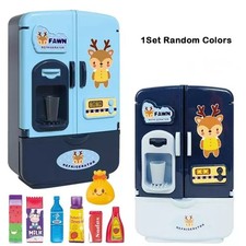 Mini Kids Double Door Toy Refrigerator Blue Fridge with 9 Accessories Gift