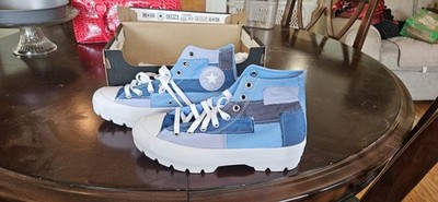 Converse Patchwork Blue Platform Denim Chuck Taylor Women's Sneakers Size 9