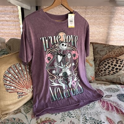 NWT Disney NIGHTMARE BEFORE CHRISTMAS Med T-Shirt ''True Love Never Dies'' Purple
