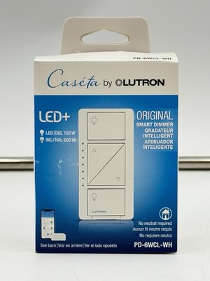 Lutron Caseta Wireless Dimmer Switch PD-6WCL-WH Claro Wall Plate White