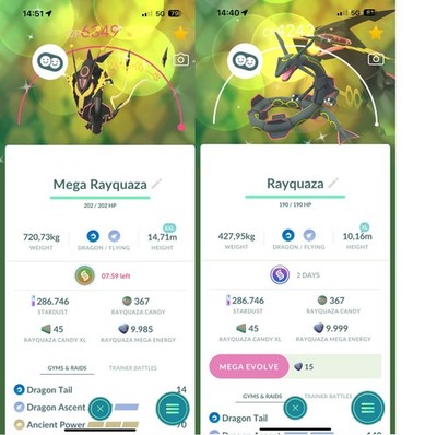 Pokémon Go   Shiny Rayquaza Mega Max CP with 3 skill & Dragon Ascent   Mini PTC