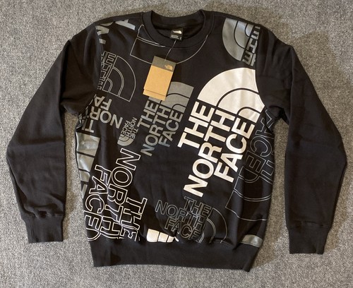 North Face Sweatshirt Mens Medium Black All Over Graphic Print NEW NWT Pullover