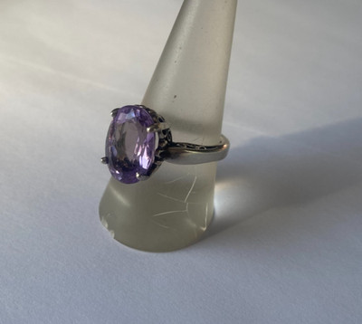 VINTAGE KABANA Sterling Silver Oval Purple Amethyst Band Ring *SIZE 8* JR09