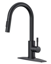 Black Kitchen Faucet with Pull Down Sprayer, High Arc Modern Classic Sink Fau...