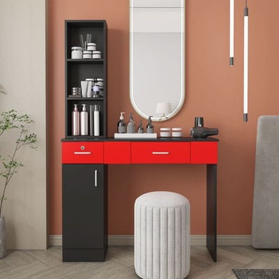 Modern Barber Salon Station w/ ShelfHair Styling Beauty Cabinet Spa Equipment