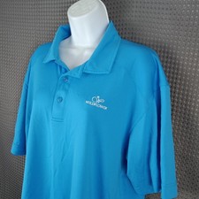 Cutter & Buck CB DryTec Polo Shirt L Blue Wildflower Logo Embroidered